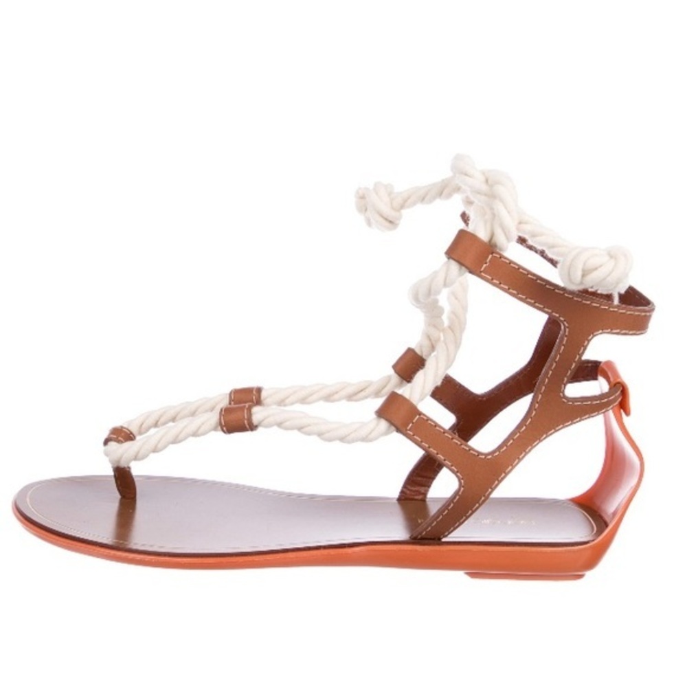 Sergio Rossi leather and rubber rope sandals sz 35